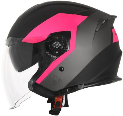 casco moto jet nero e fuxia